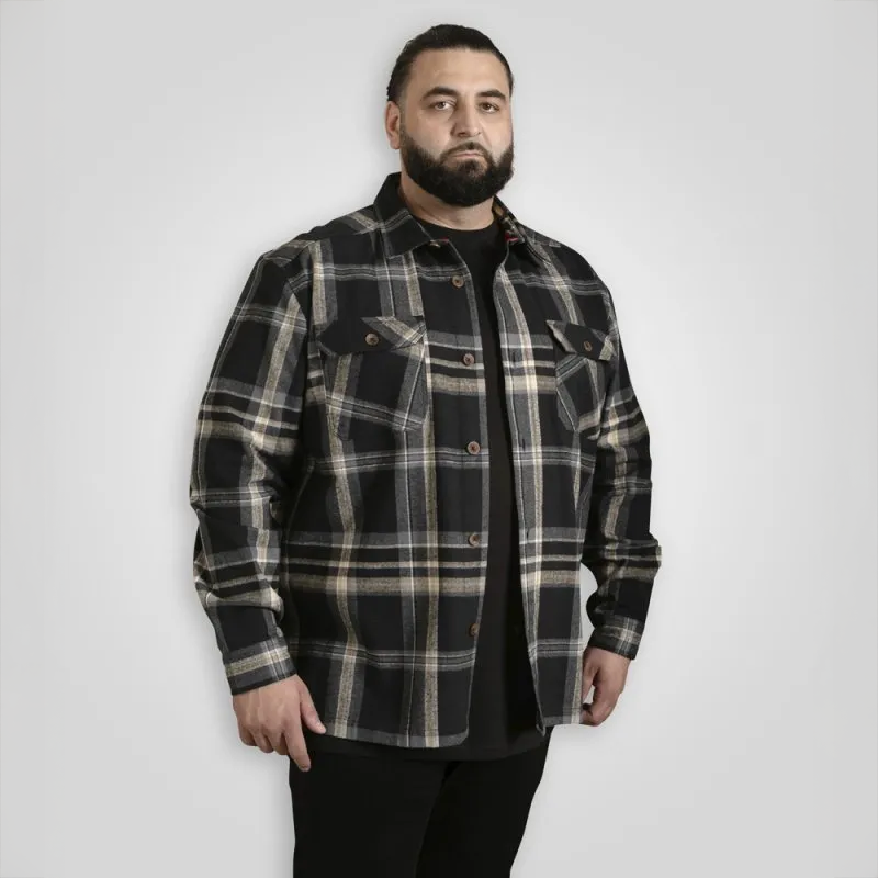 D555 Herre Skjorte Black Grey Check Sort  4xl