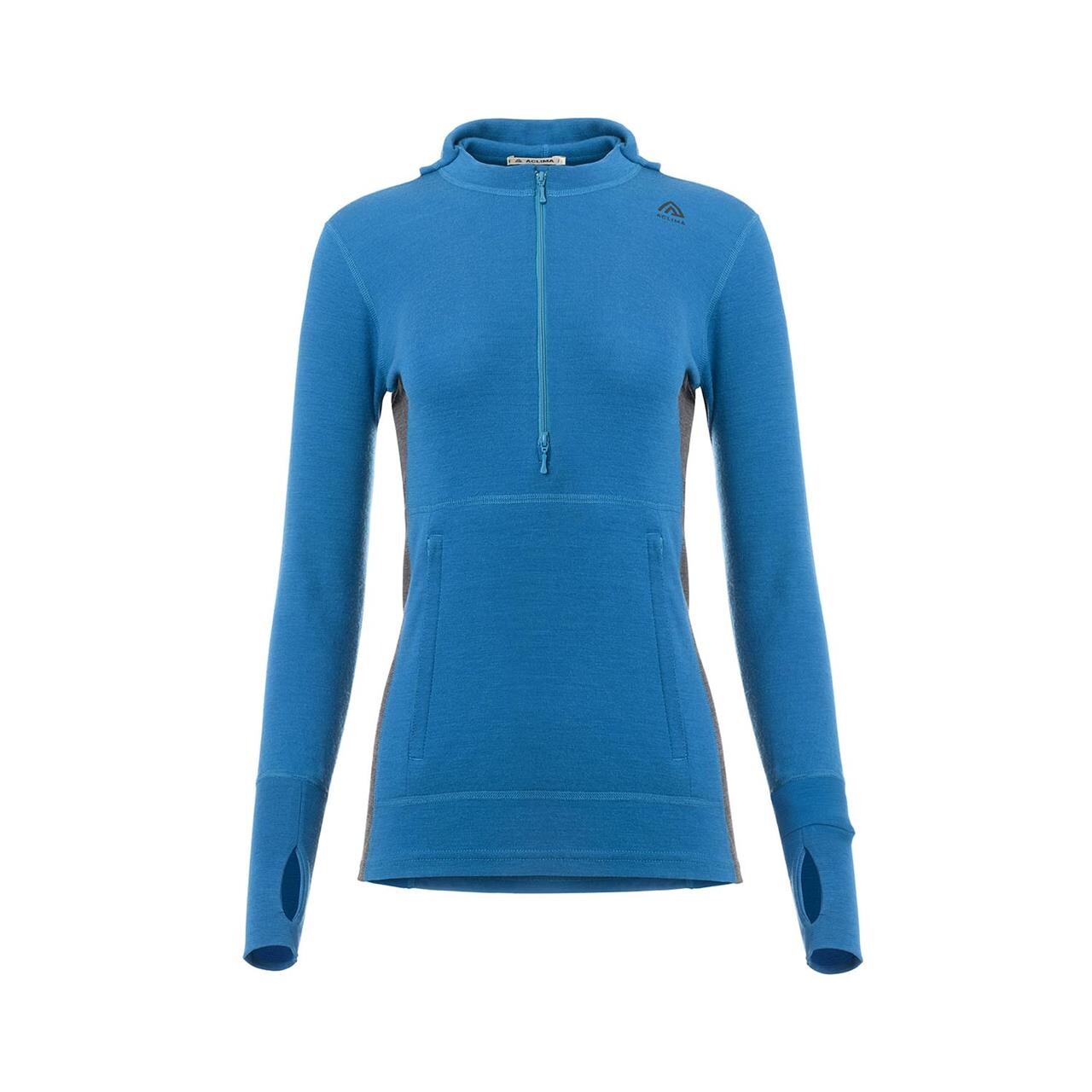Aclima Womens Warmwool Hood Sweater Zip Blå Corsair Marengo Large Blå (CORSAIR/MA  XX-large