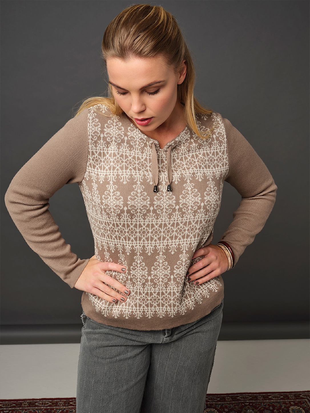 Skovhuus Kvinde Sora Strikbluse Detalje Sandstone Xxxl Sandstone Female XXXL