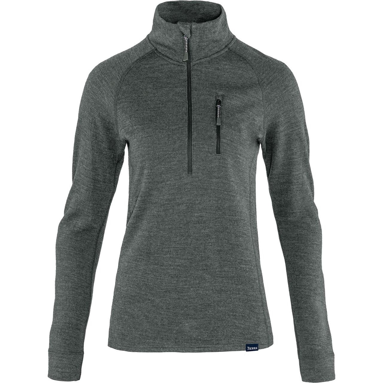 Tierra Womens Templet Midlayer Zip Grå Black Melange Large Sort  X-large