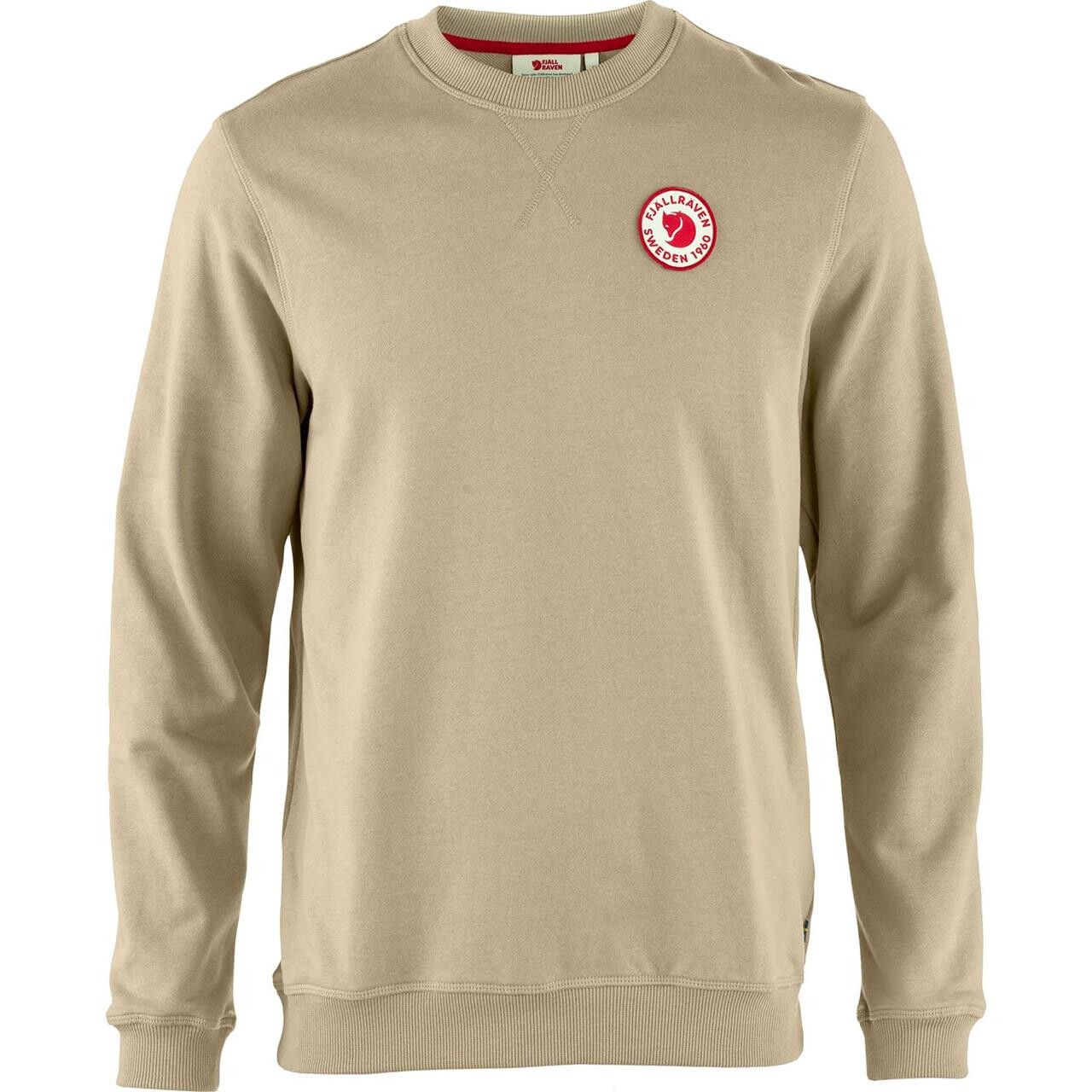 Fjallraven Mens 1960 Logo Badge Sweater Beige Fossil 118 Large Beige (FOSSIL/1  XX-large
