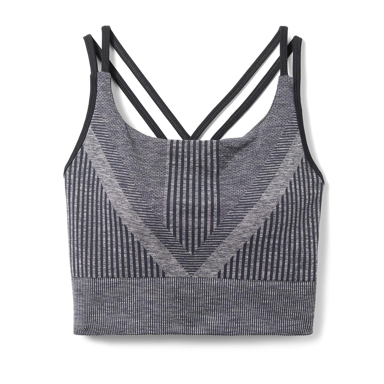 Smartwool Womens Intraknit Strappy Bra Sort Black Heather Large Sort  X-large