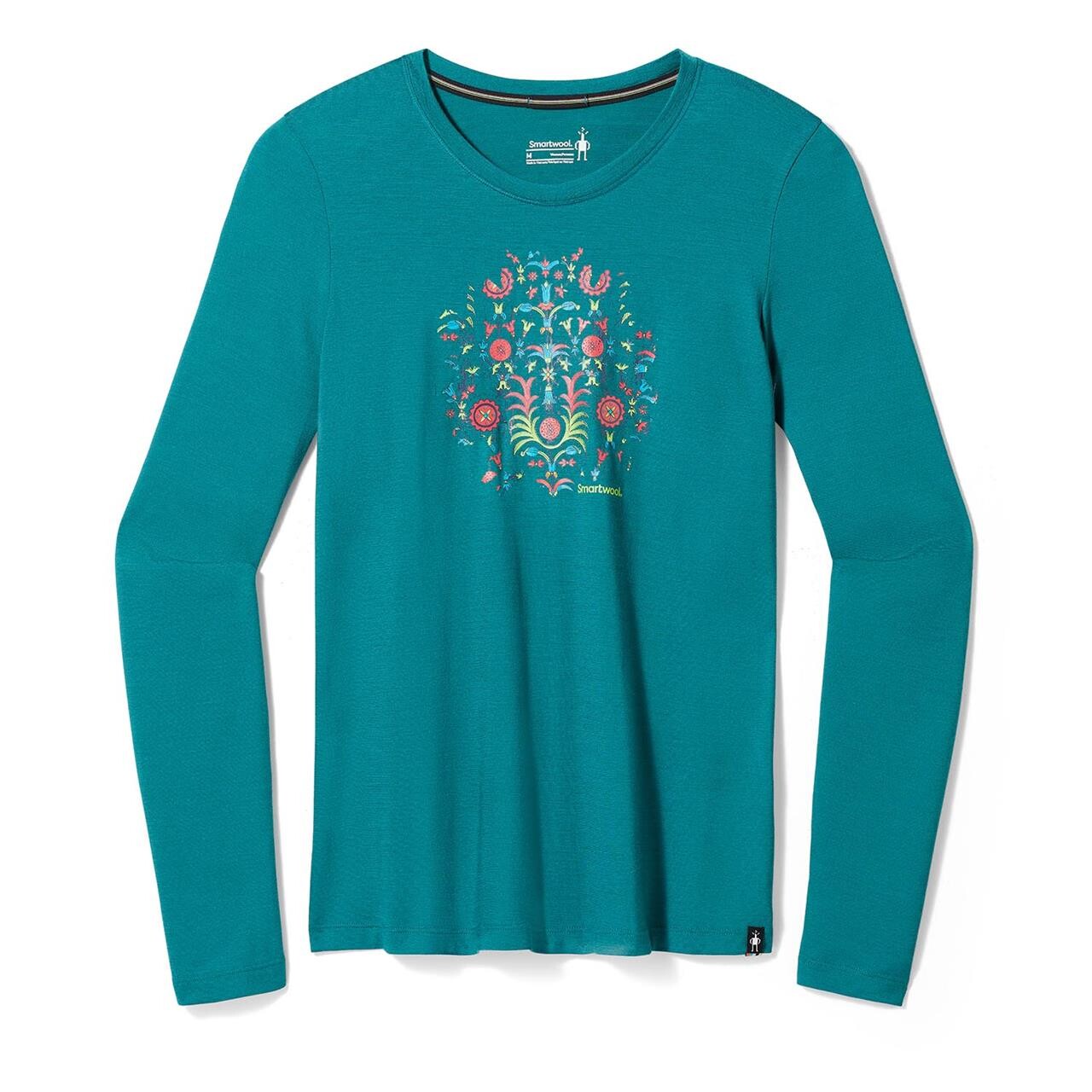 Smartwool Womens Floral Tundra Graphic Tee Grøn Emerald Green Large Grøn  X-large