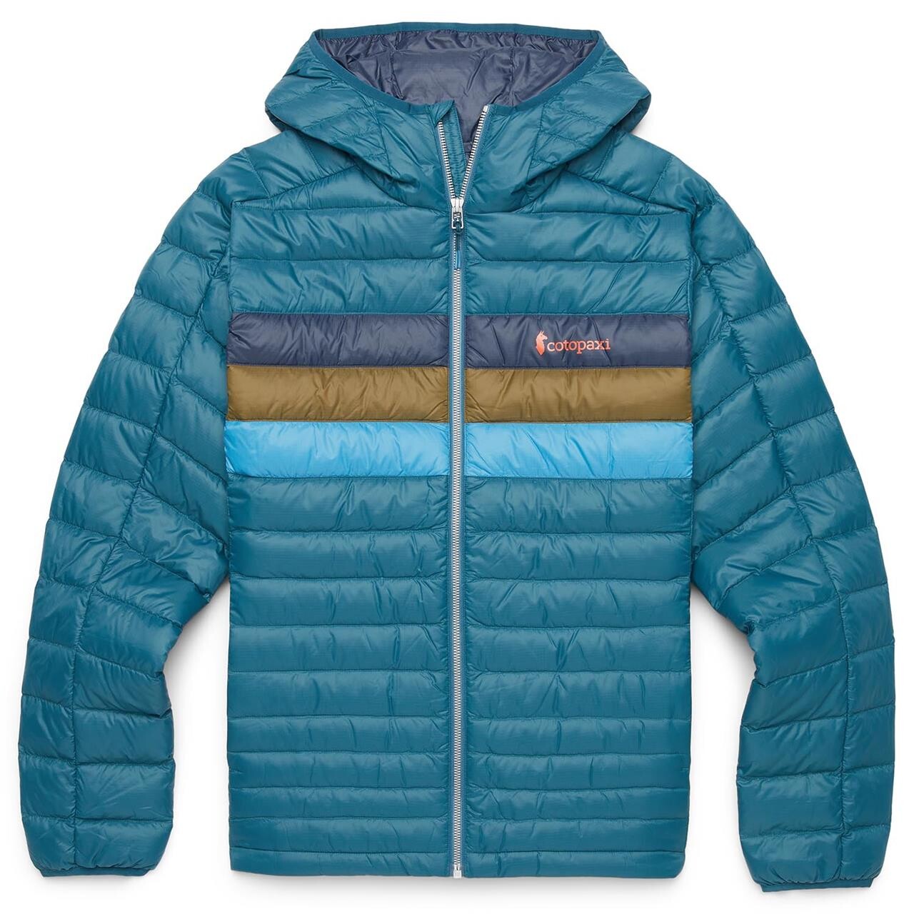 Cotopaxi Mens Fuego Down Hooded Jacket Blå Abyss Stripes Large Blå (ABYSS STRI  X-large