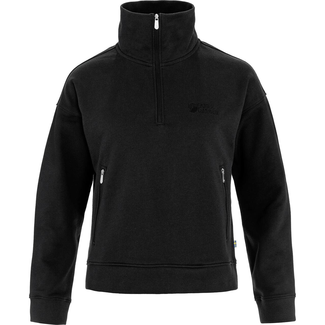 Fjallraven Womens Vardag Half Zip Sweater Sort Black 550 Large Sort  X-large