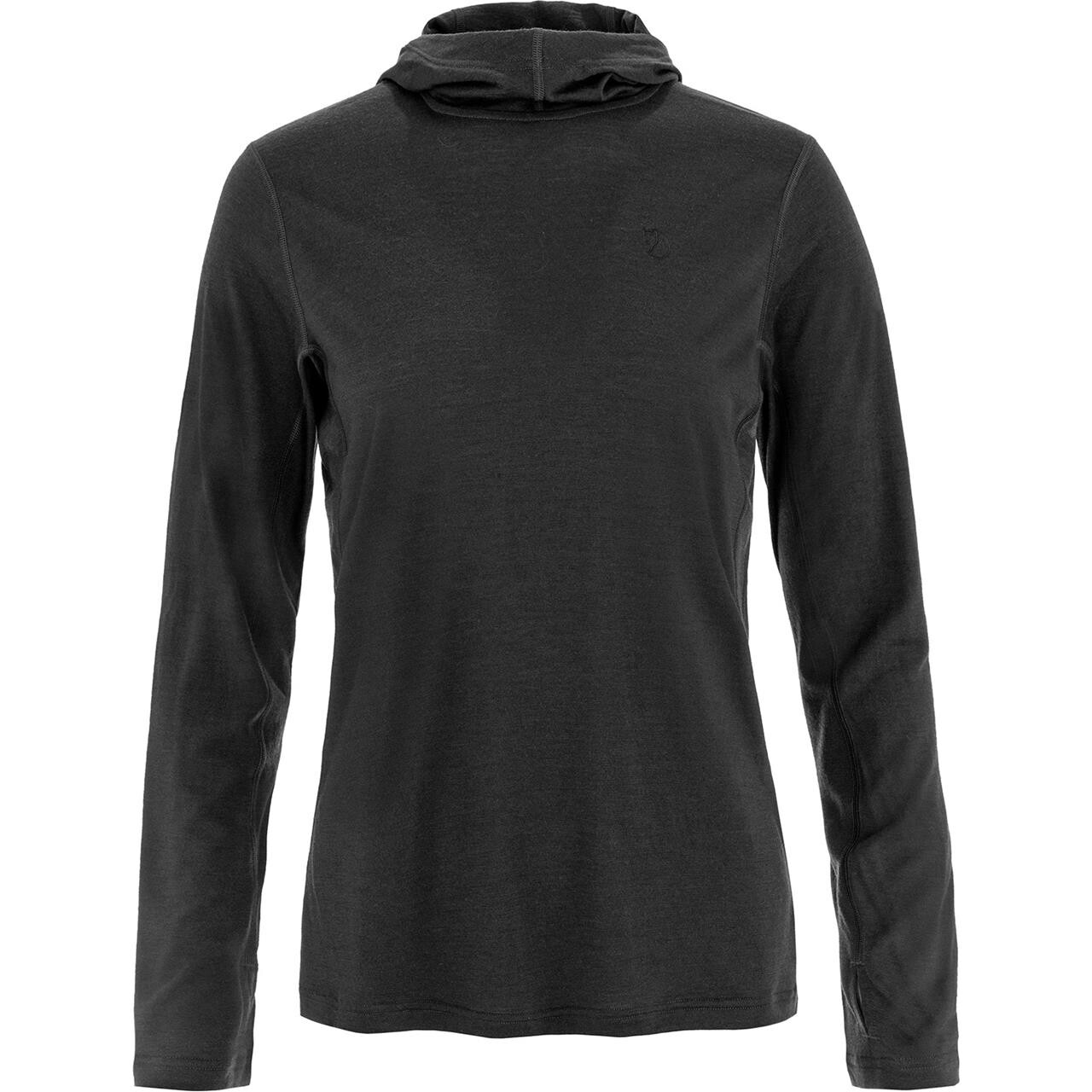 Fjallraven Womens Abisko Wool Sun Hoodie Sort Black 550 Large Sort  X-large