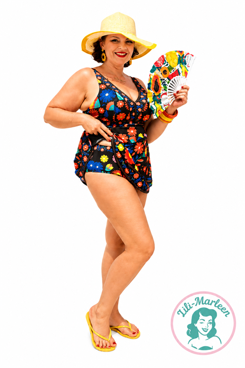 Miss Flower Power Todelt Plus Size Tankini Med Vintage Blomsterprint