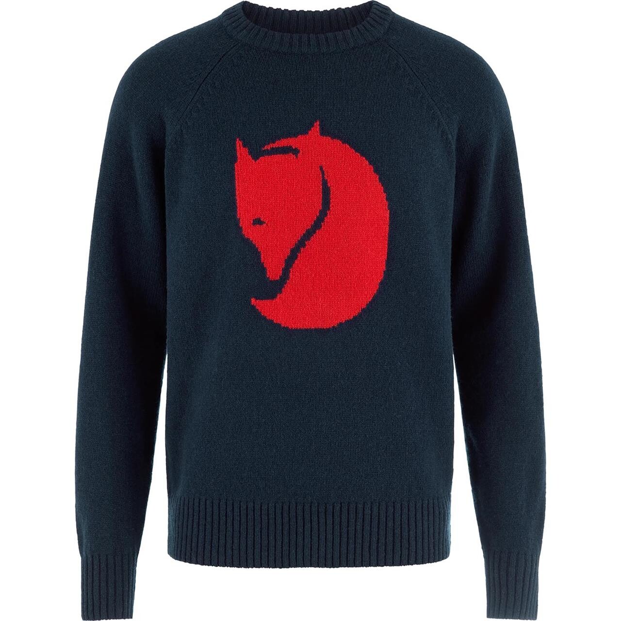 Fjallraven Mens Fjallraven Logo Knit Sweater Blå Dark Navy 555 Large Blå (DARK NAVY/  XX-large