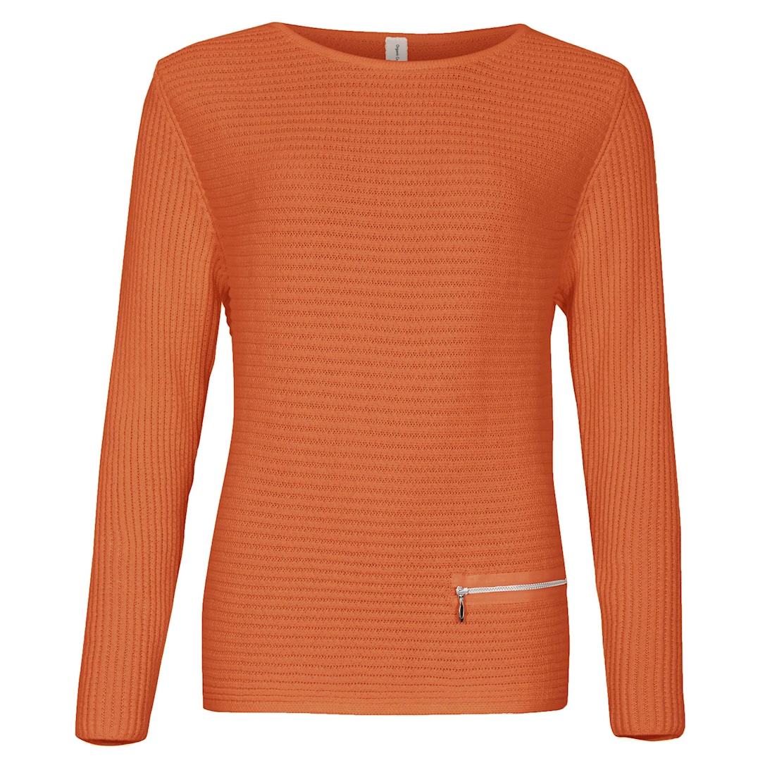 Skovhuus Kvinde Irene Striktrøje Detalje Papaya Orange Xxxl Papaya Orange Female XXXL