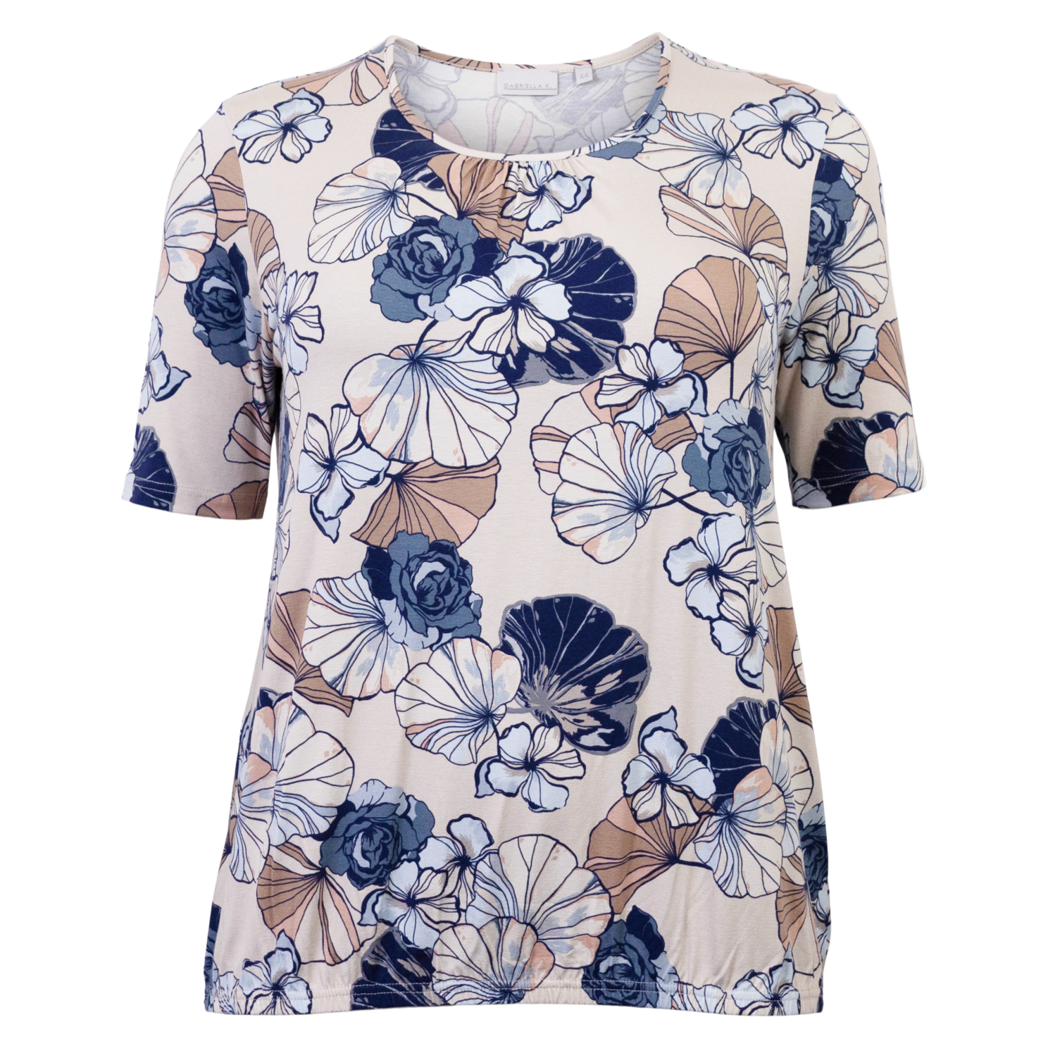 Gabriella Dame Bluse Beige Navy Comb Beige/Navy Comb  48