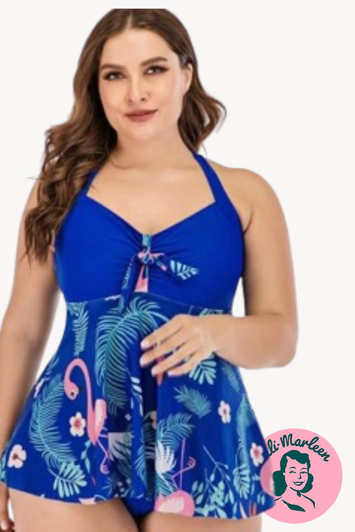 Tankini Med Skørt Flamingo Blå   Str.  5xl - Vej
