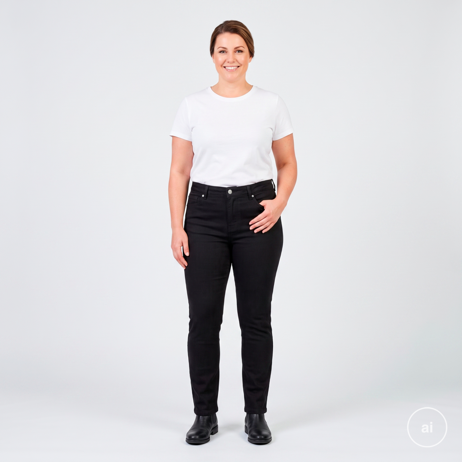Steenholt Laura Dame Jeans Plus Size Black Sort  50/30