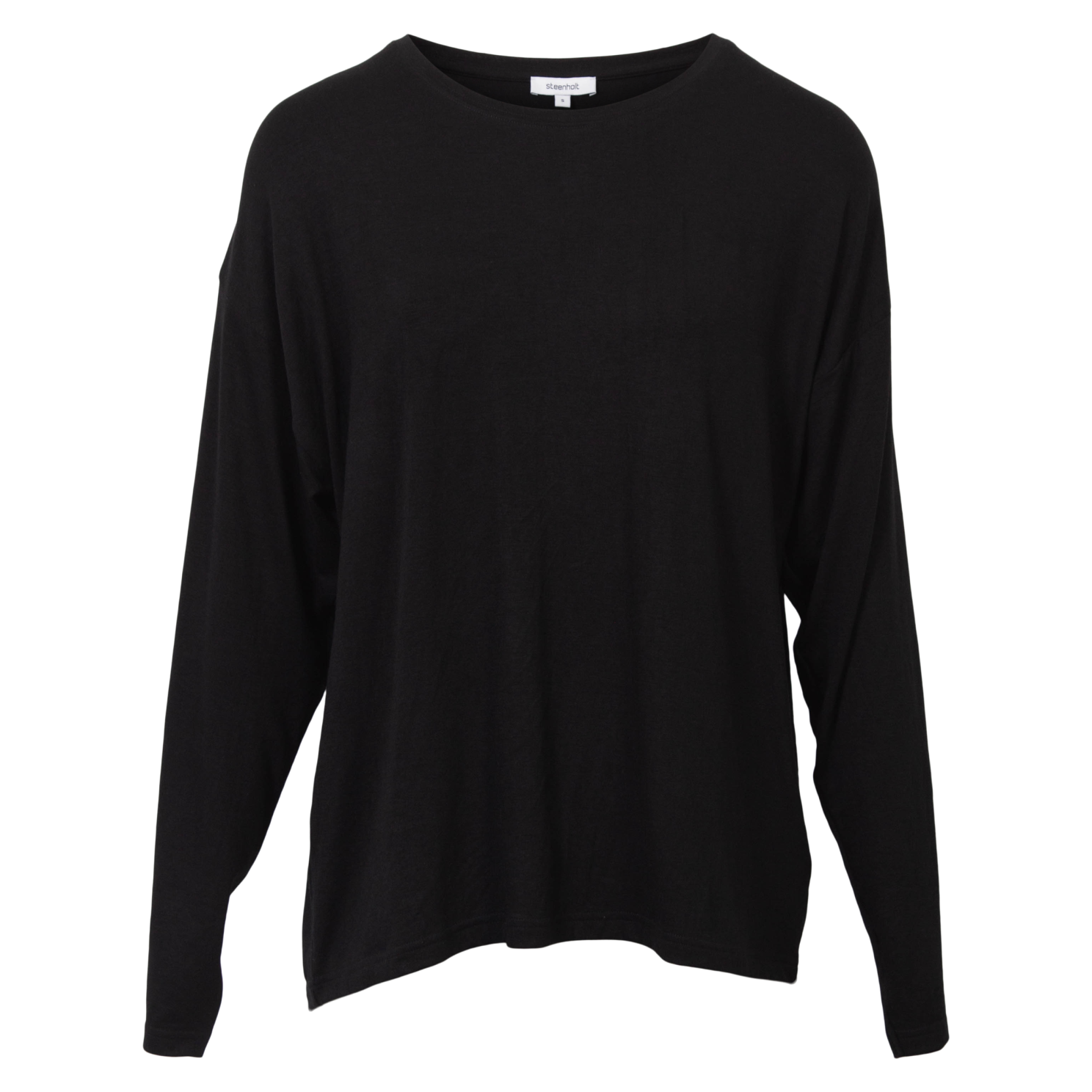Steenholt Joan Dame Langærmet Tee Shirt Plus Size Black Sort  54