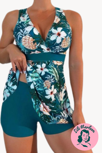 Tankini Med Skørt Miss Tropical Teal   Str. Str. 5 XL