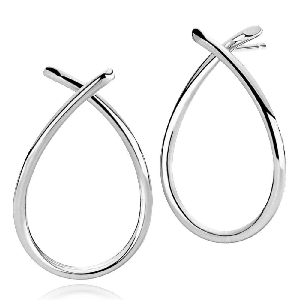 Everyday Earring Stud Shiny Silver Sølv  Large