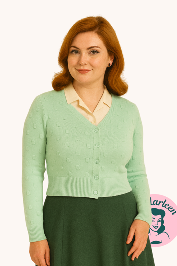 Cardigan Mette Mint Sød Cardigan Med Lange ærmer   Str.  5xl - Vej