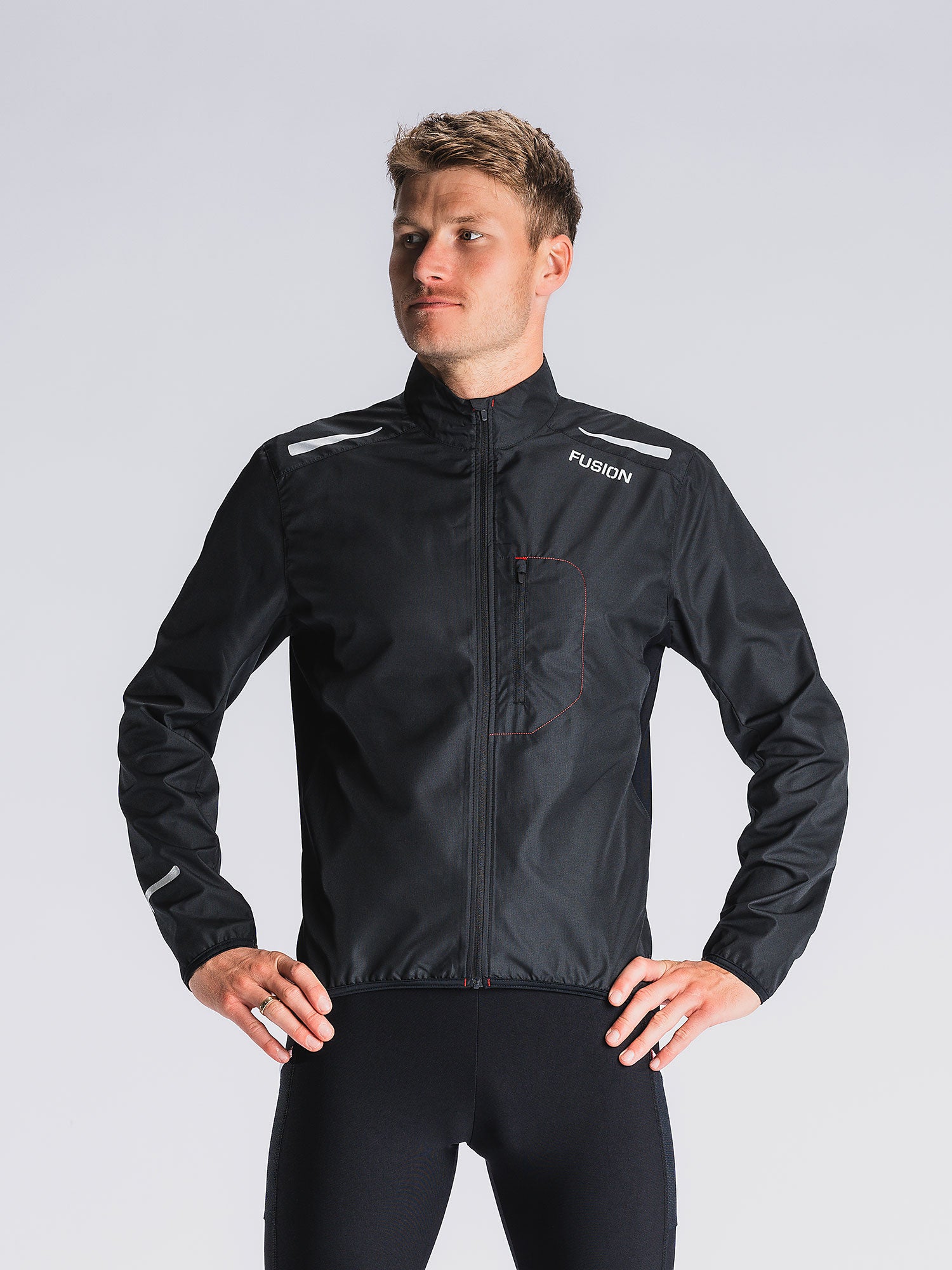 Fusion Mens Run Jacket Black Xxxl Sort Male XXXL