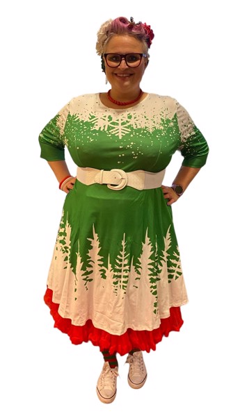 Julekjole: Miss Christmas Treetop Grøn Plus Size Grøn  Str. 3 XL  - Ro