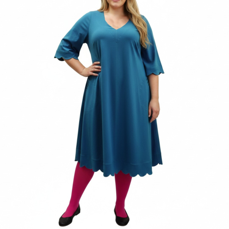 Plus Size Kjole Nami Denim Blue Blå  44