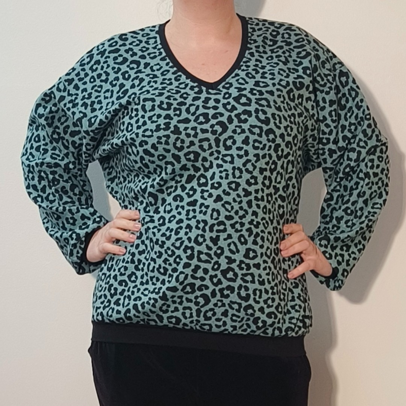 Plus Size Bluse Botan Mint Leopard   XS