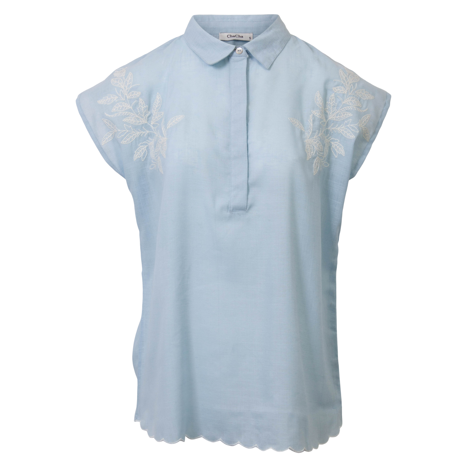 Zbyz Dame Kortærmet Skjorte Hørmix Plus Size Denim Light Blue Denim Light Blu  50/52