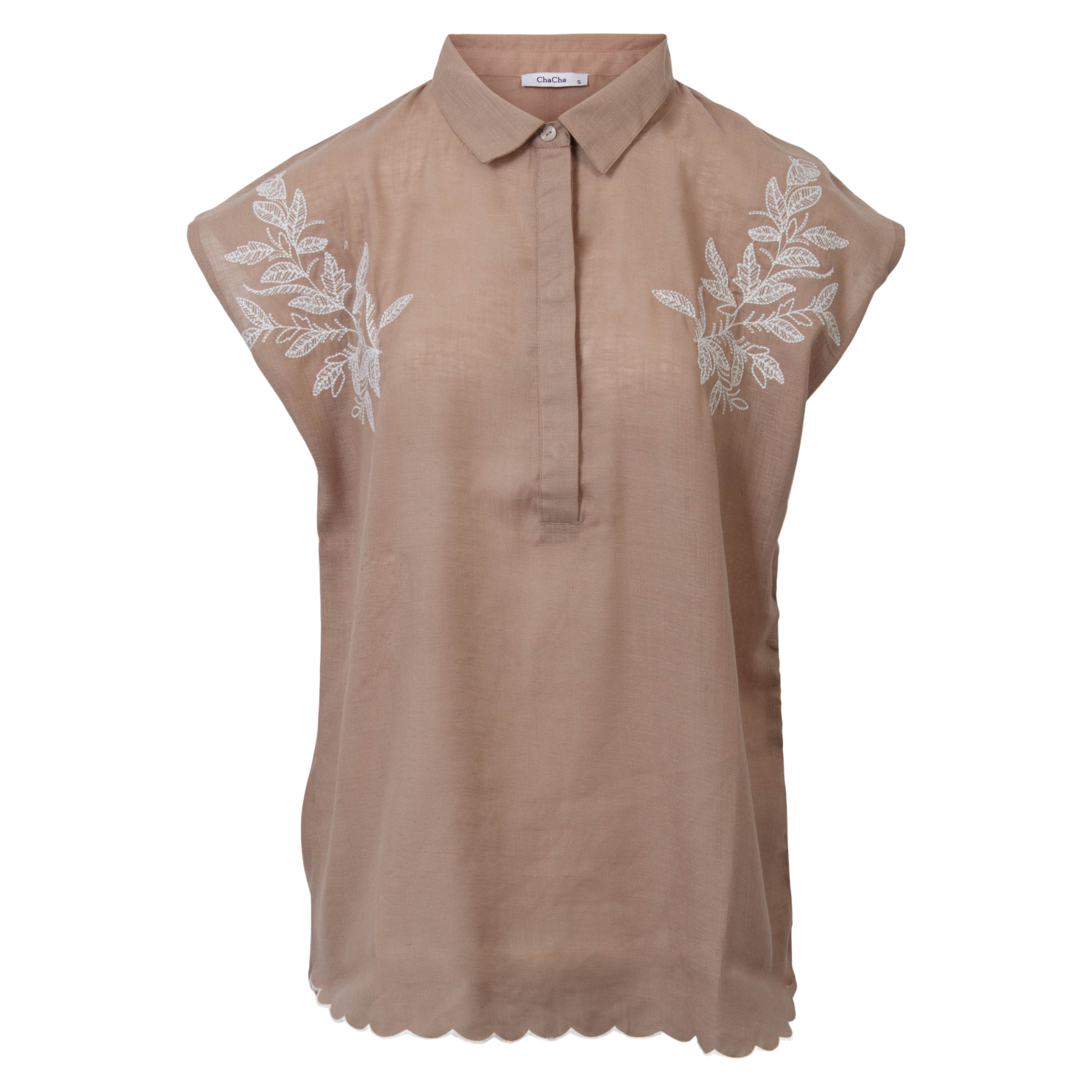 Zbyz Dame Kortærmet Skjorte Hørmix Plus Size Beige Beige  50/52