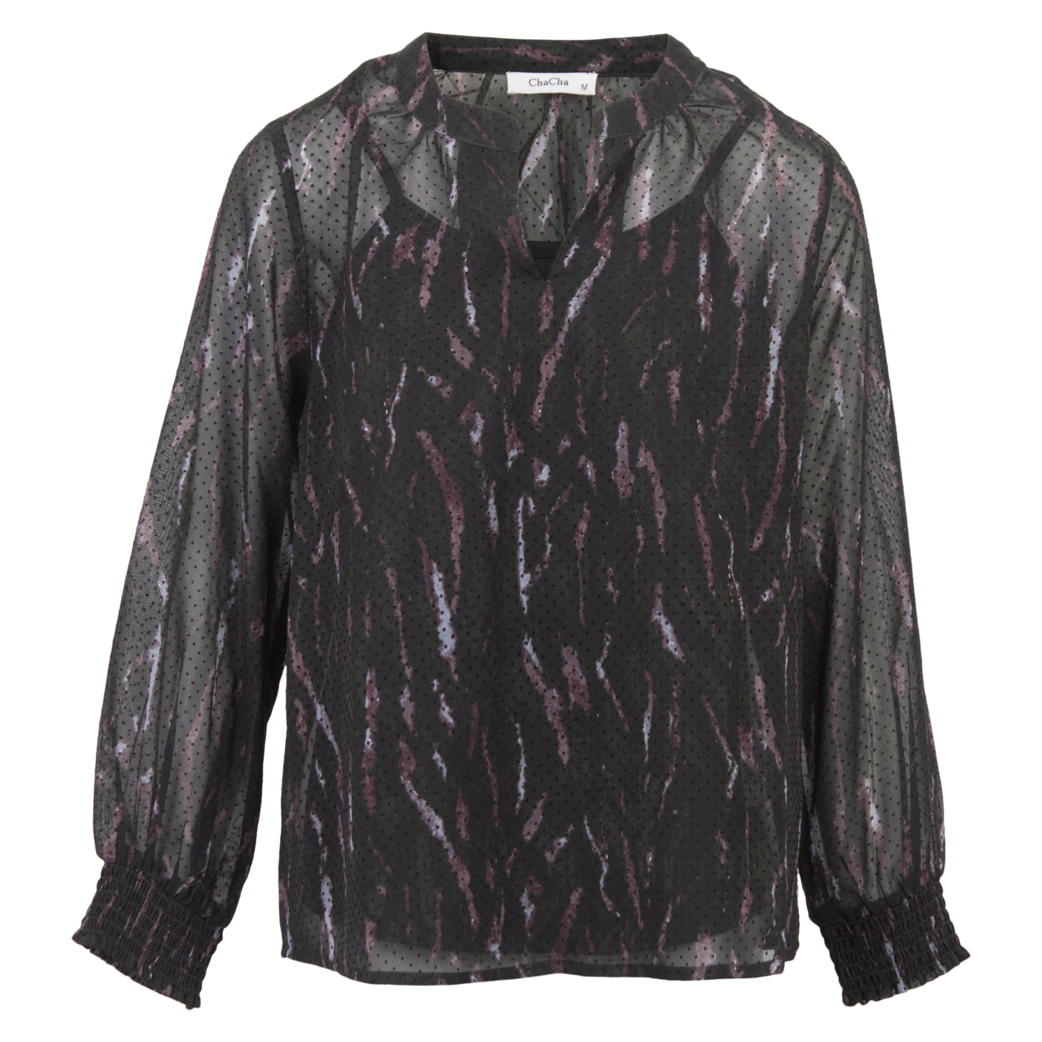 Zbyz Dame Bluse Plus Size Black Print Sort  54/56