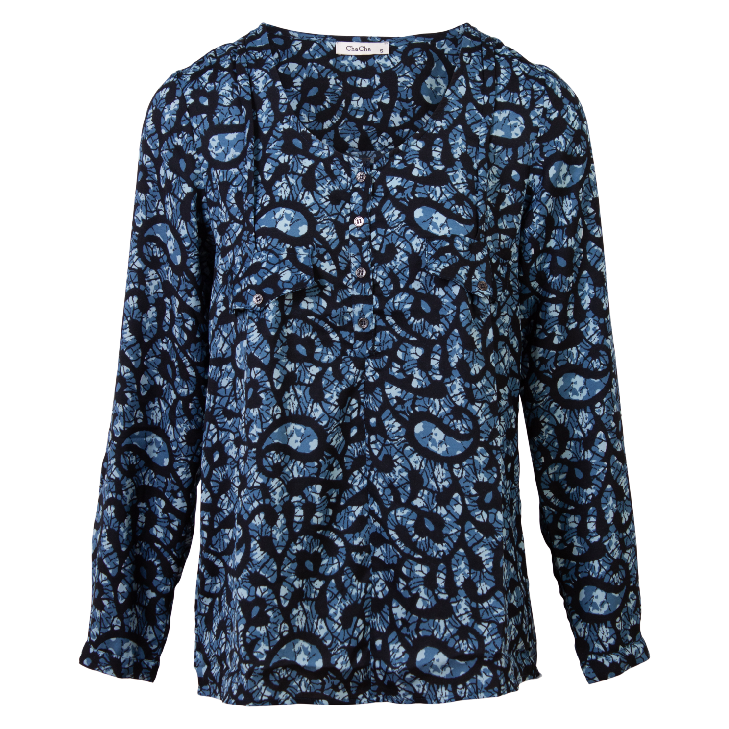 Zbyz Dame Bluse Plus Size Print Blue Print 1 Blue  46/48