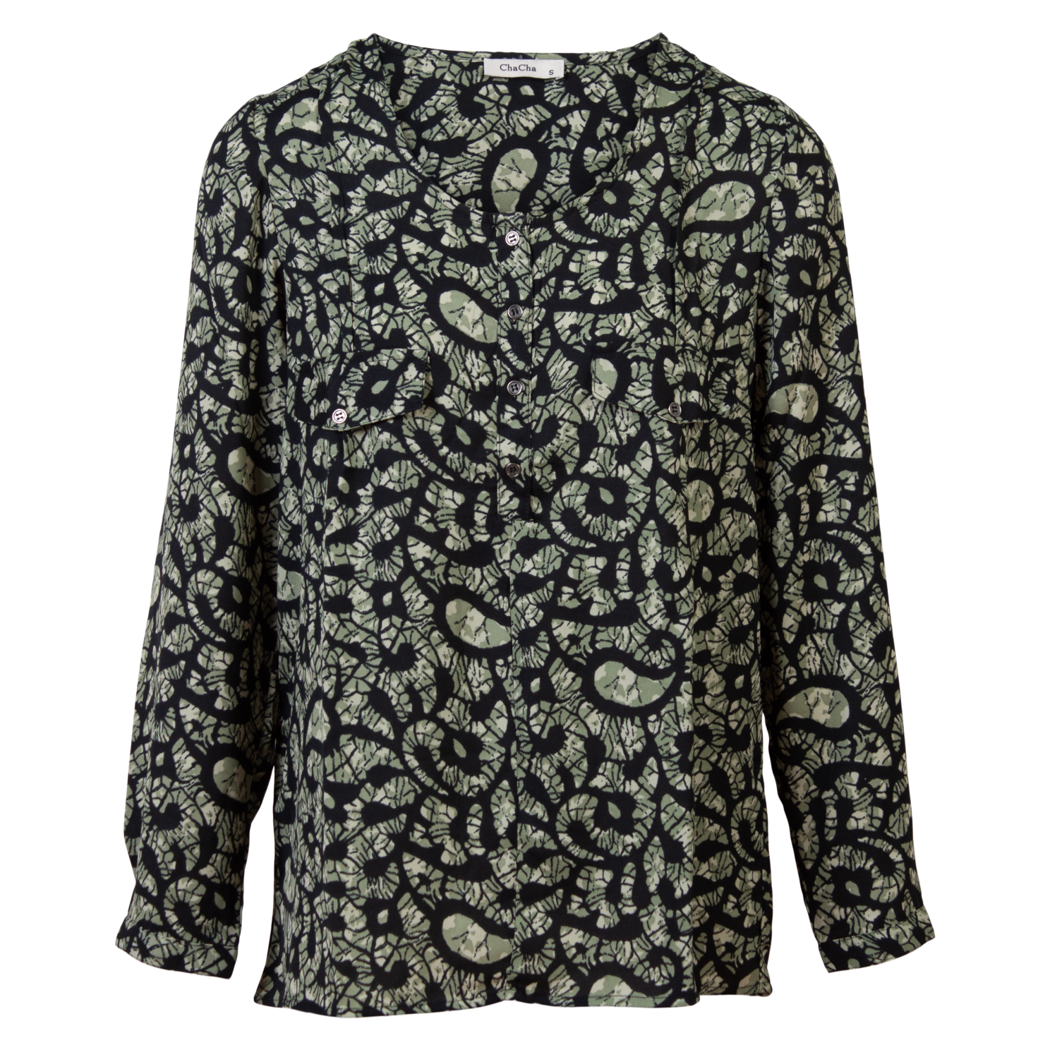 Zbyz Dame Bluse Plus Size Print Khaki Print 1 Khaki  46/48