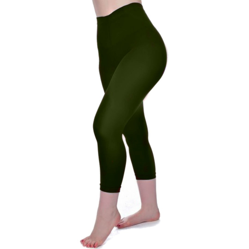Capri Leggings Dark Olive Grøn  5XL - STR. 60-6