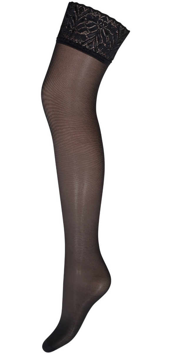 Selvsiddende Strømper Med Blondekant Fra Decoy Sort Str Sort Dame Large, XL