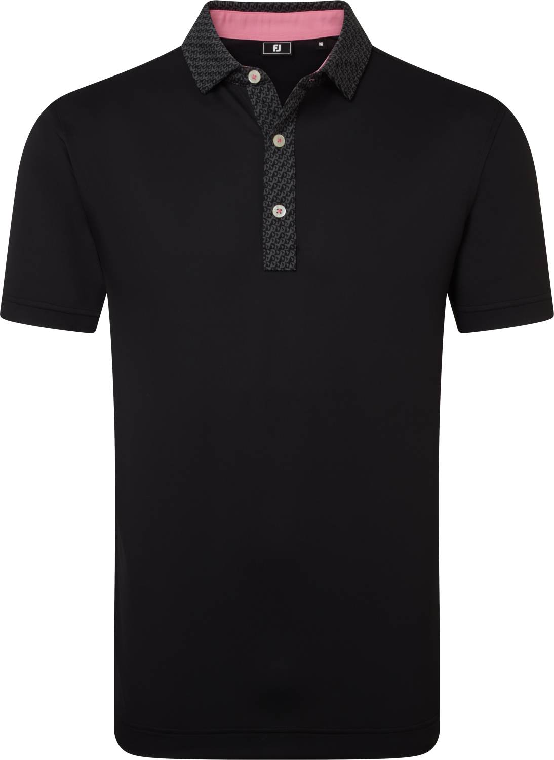 Footjoy Star Geo Trim Pique Herre Poloshirt Black Str Xxxl Sort Herre XXXL