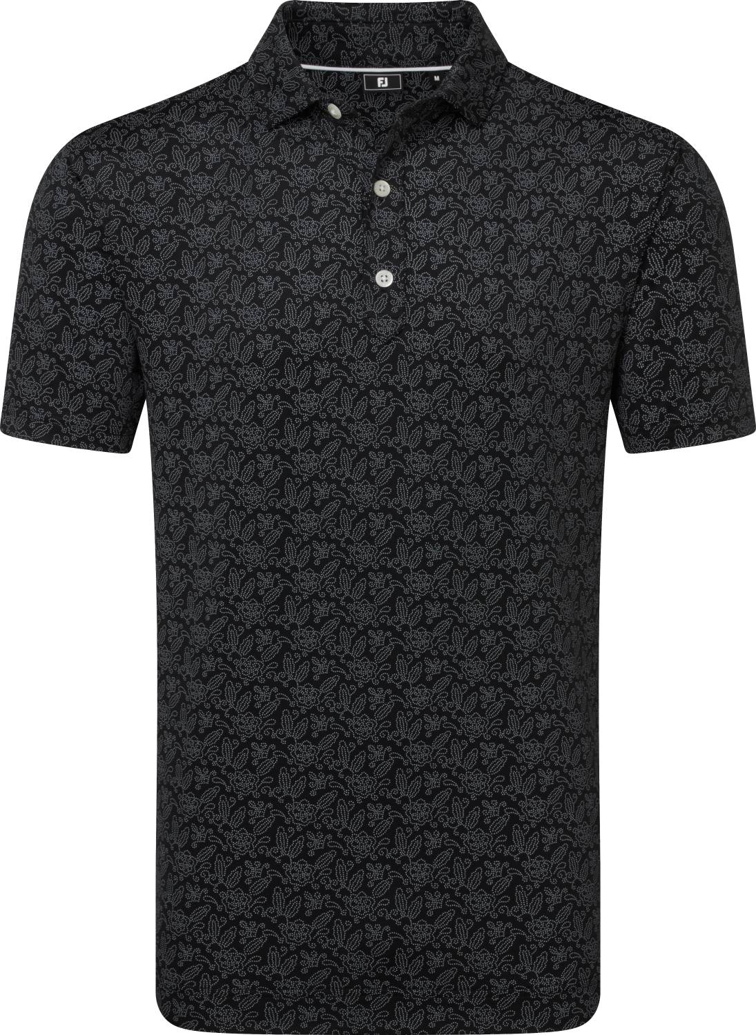 Footjoy Wingtip Floral Lisle Herre Poloshirt Black Str Xxxl Sort Herre XXXL