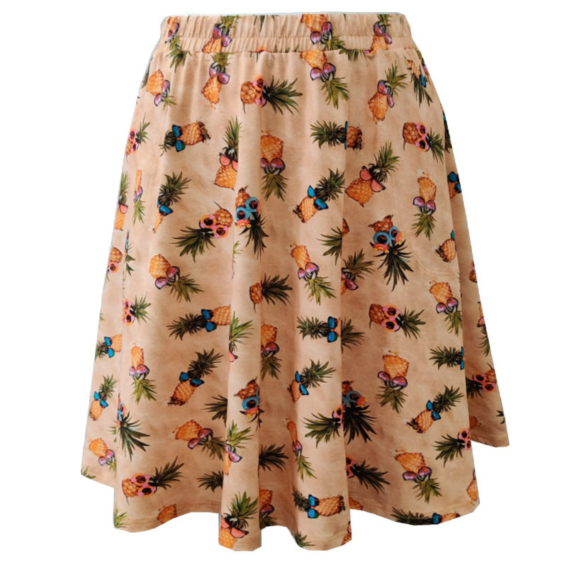 Plus Size Nederdel Kobe Sunny Pineapple Gul  M - 46/48