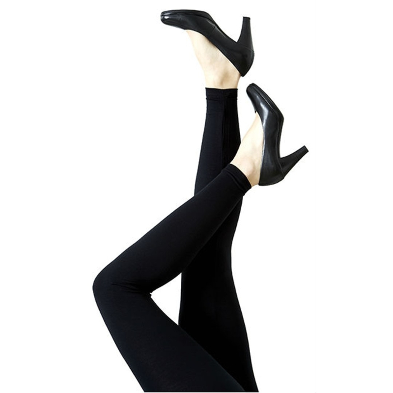 Lange Bambus Leggings Sort 401320 Sort  XL - STR. 42-44