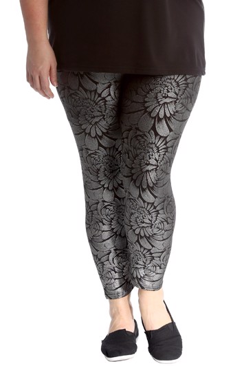 Leggings: Katie Leggings Sølv Med Smukke Blomster