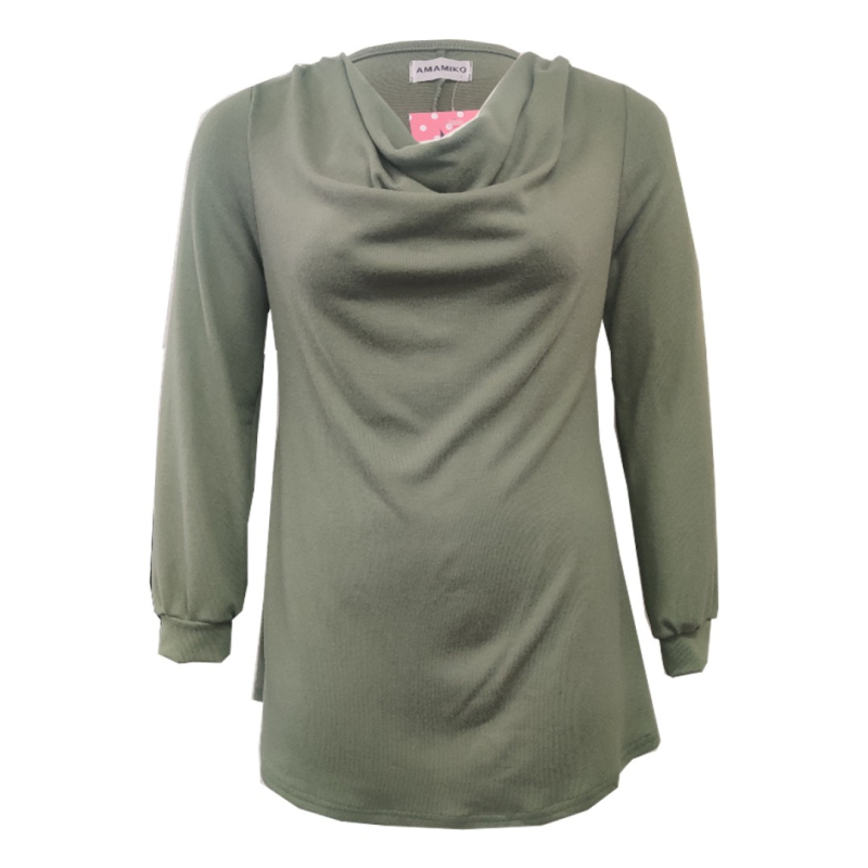 Plus Size Bluse Natsu Soft Moss Grøn  52