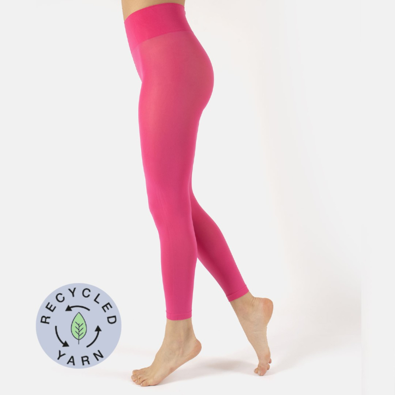 Fuchsia London Eco Denier Leggings Med Satin Finish Pink  S - 36-38