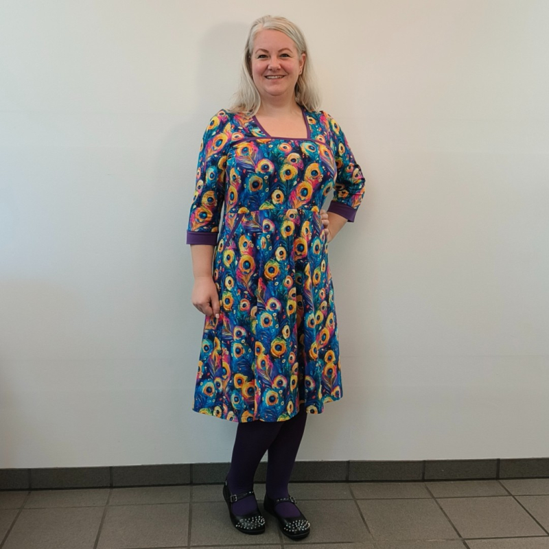 Plus Size Kjole Genkei Colorful Peacock Blå  44