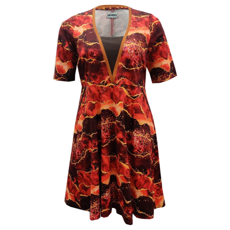 Plus Size Kjole Ama Red Hot Lava Rød  54