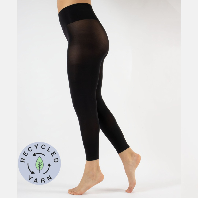 Black London Eco Denier Leggings Med Satin Finish Sort  L - 44-46